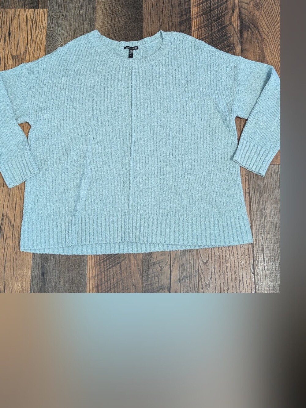 EILEEN FISHER Mint Blue Boucle Cotton Cashmere Blend Boxy Sweater Women's Sz 1x
